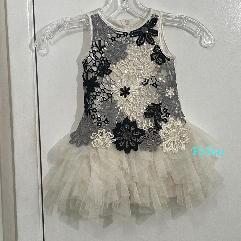 BISCOTTI Girls' Modern Princess Ivory Dress with Asymmetrical Bottom Sizes 18